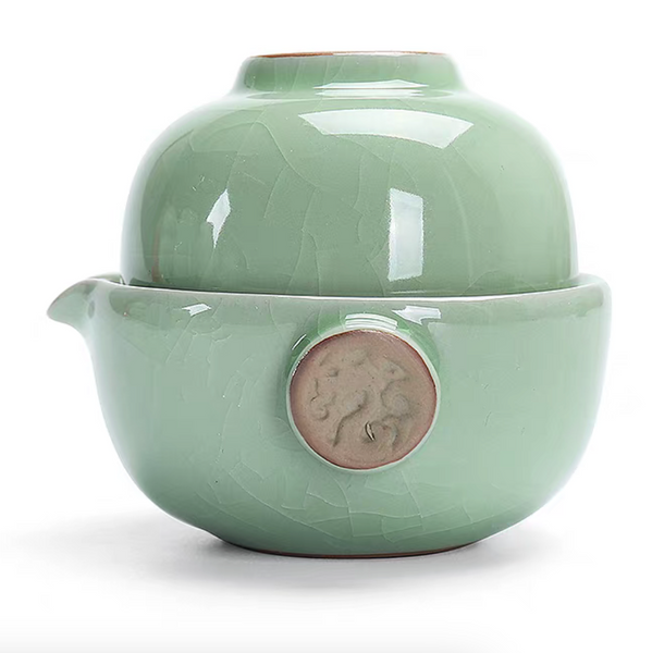 Дорожній Набір "Нефрит" &mdash; Гайвань + Чашка (Жу-яо) travel-set-ru-kiln-xianglong-150ml фото