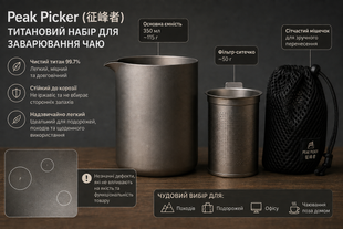 Дорожній титановий набір для заварювання чаю, 350 мл &mdash; Peak Picker АКС-PKP-002-350МЛ-319 фото